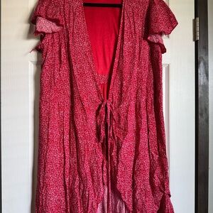 Red Floral Midi Dress